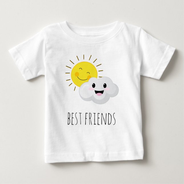 Humourous sun and cloud best friends cartoon baby T-Shirt (Front)