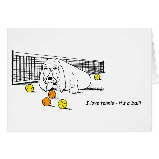Humourous Tennis Playing Dog (Front Horizontal)