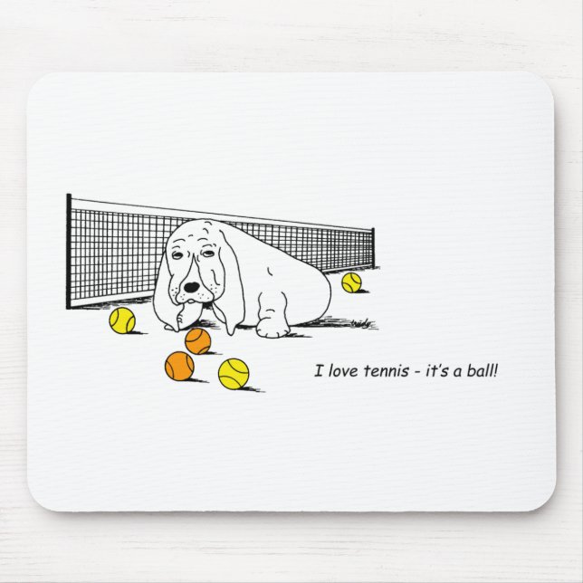 Humourous Tennis Playing Dog Mouse Pad (Front)