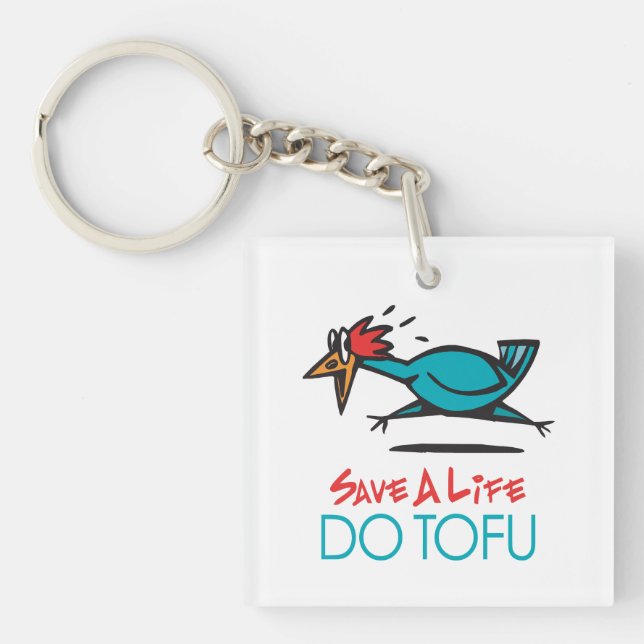 Humourous Tofu Design Key Ring (Front)