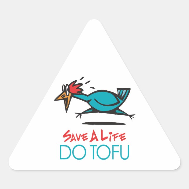 Humourous Tofu Design Triangle Sticker (Front)
