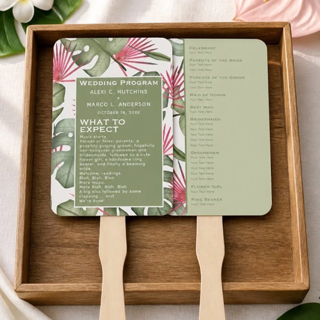 Humourous Tropical Wedding Program Set of Fans (Creator Uploaded)
