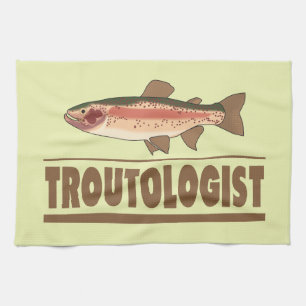 Humourous Trout Fisherman Tea Towel
