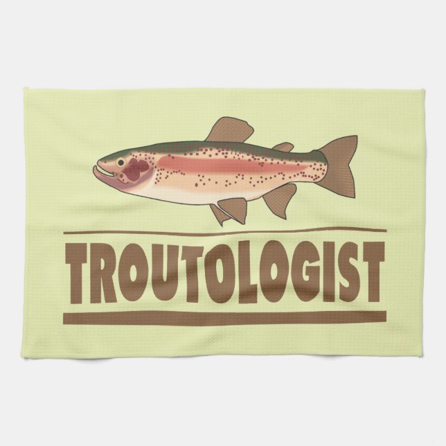 Humourous Trout Fisherman Tea Towel (Horizontal)