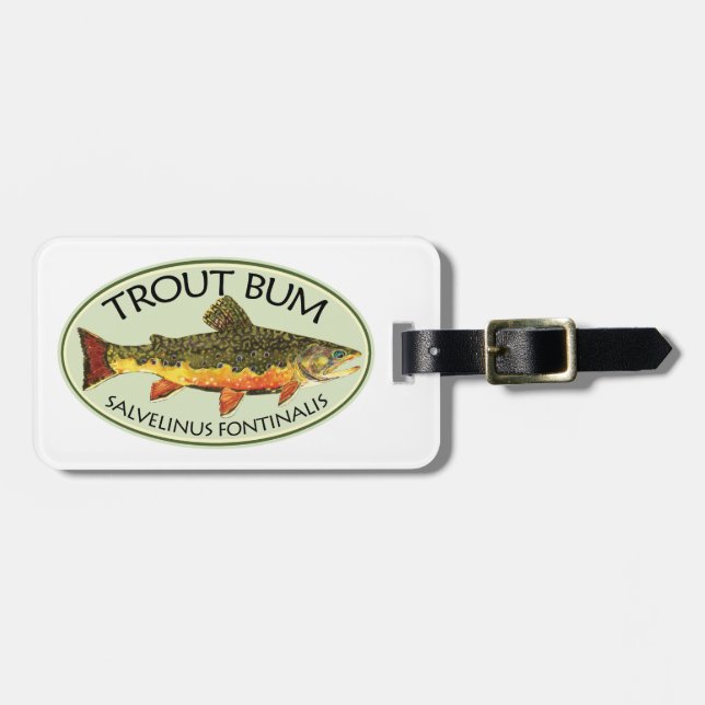 Humourous Trout Fishing Luggage Tag (Front Horizontal)