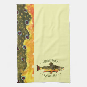 Humourous Trout Fishing Tea Towel