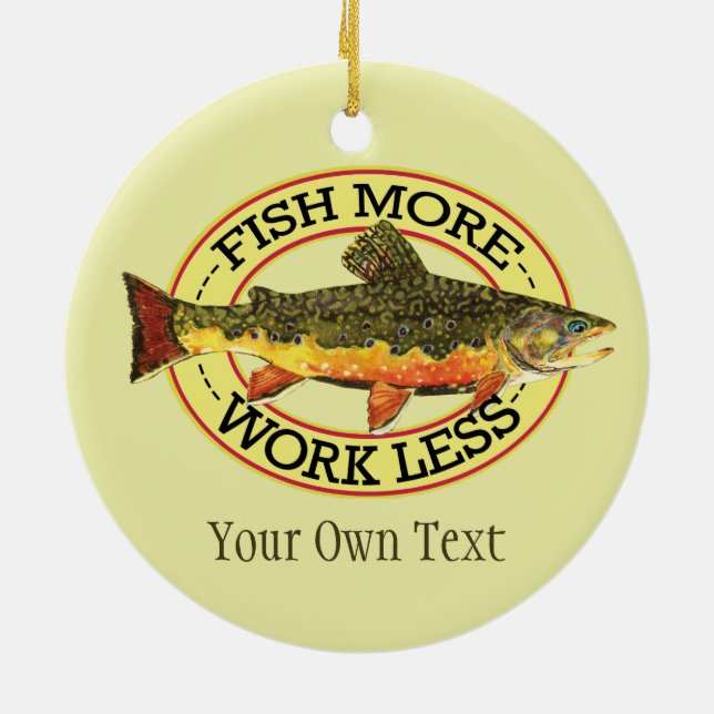 Humourous Trout Fly Fishing Ceramic Tree Decoration (Back)