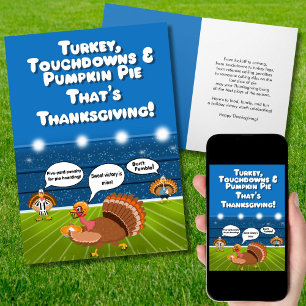 Humourous Turkey Football Thanksgiving Touchdowns Card