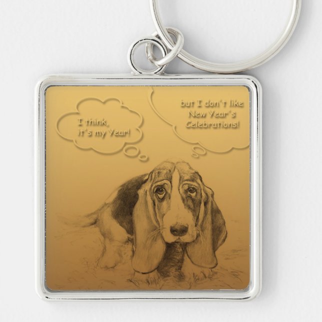 Humourous Vietnamese Chinese Dog Year Square KeyC Key Ring (Front)