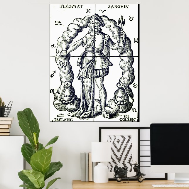 Humourous vintage illustration of zodiac signs  (Home Office)