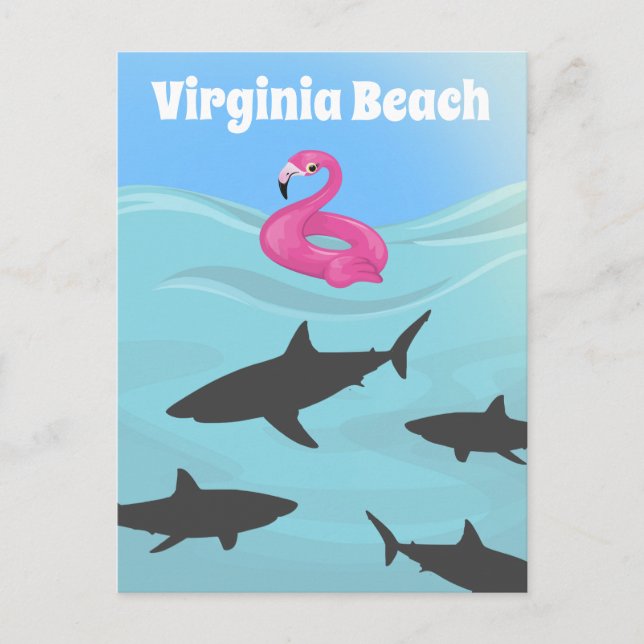 Humourous Virginia Beach Shark Postcard (Front)