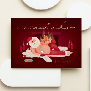 Humourous Warmest Wishes Santa Holiday Card