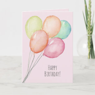 Humourous Watercolor Balloons Woman's Birthday Card