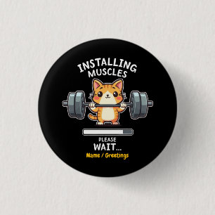 Humourous Weightlifting Cat Exercise Gym Funny 3 Cm Round Badge