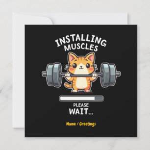 Humourous Weightlifting Cat Exercise Gym Funny Invitation