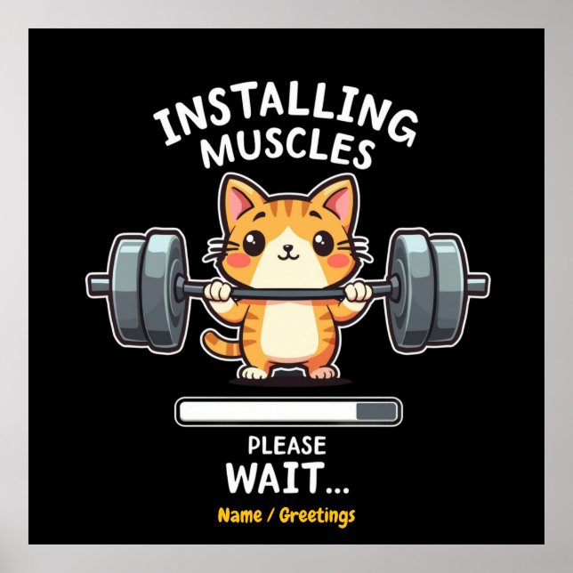 Humourous Weightlifting Cat Exercise Gym Funny  Poster (Front)