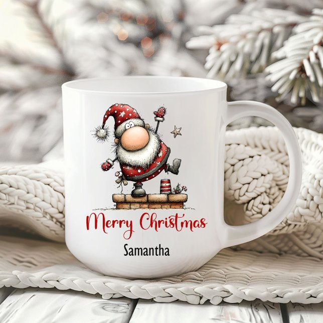 Humourous Whimsy Santa Hand Drawn Coffee Mug (Humorous Whimsy Santa Hand Drawn Coffee Mug)