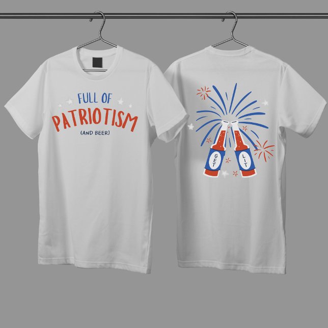 Humourous White and Red-Blue Patriotic Slogan T-Shirt (Creator Uploaded)