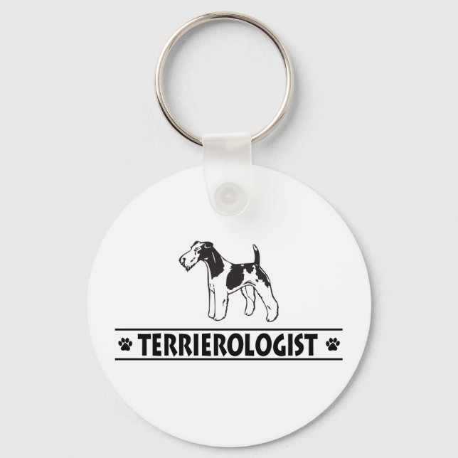 Humourous Wirehaired Fox Terrier Key Ring (Front)