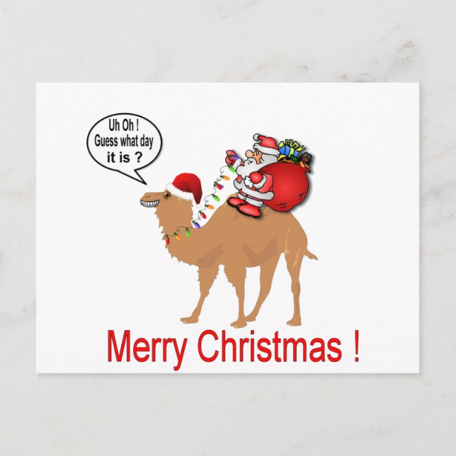 Hump Day Camel Christmas with Santa Holiday Postcard (Front)
