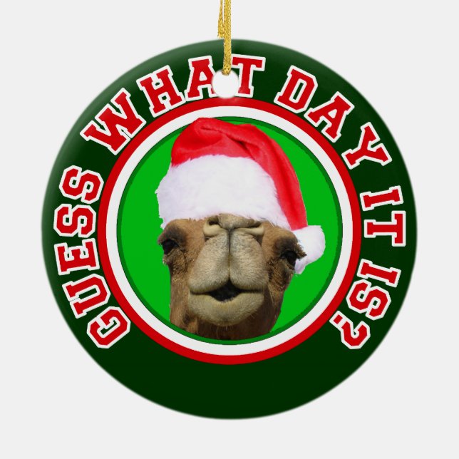 Hump Day Camel Santa Christmas 2013 Ornament (Back)