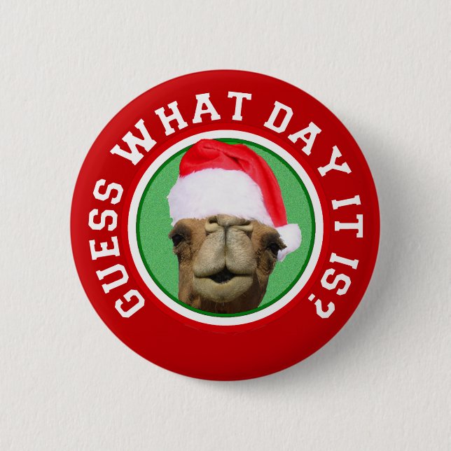 Hump Day Camel Santa Christmas Button (Front)