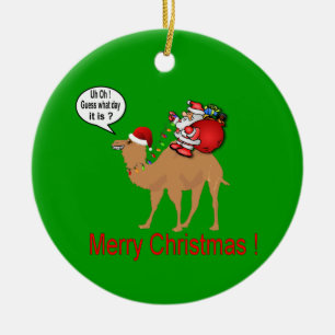 Hump Day Camel with Santa Claus Ceramic Tree Decoration