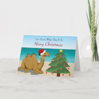 Hump Day Camel with Santa Hat Christmas Card