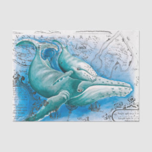Humpback Family Vintage Map Tissue Paper
