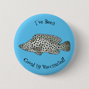 Humpback grouper fish cartoon illustration  6 cm round badge