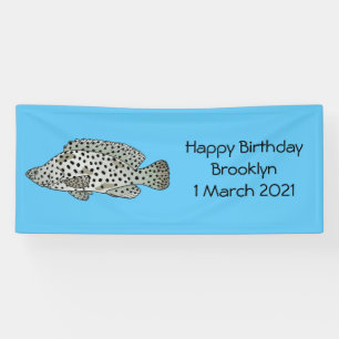 Humpback grouper fish cartoon illustration banner