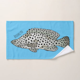 Humpback grouper fish cartoon illustration bath towel set