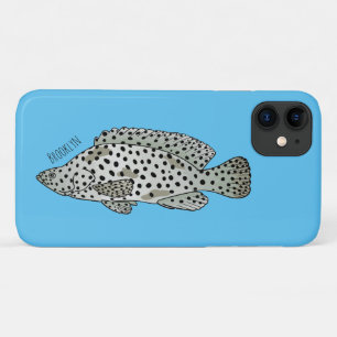 Humpback grouper fish cartoon illustration iPhone 11 case
