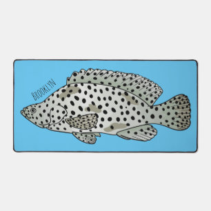 Humpback grouper fish cartoon illustration desk mat