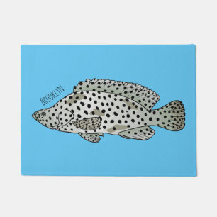 Humpback grouper fish cartoon illustration doormat