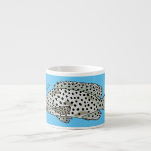 Humpback grouper fish cartoon illustration  espresso cup