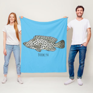 Humpback grouper fish cartoon illustration fleece blanket