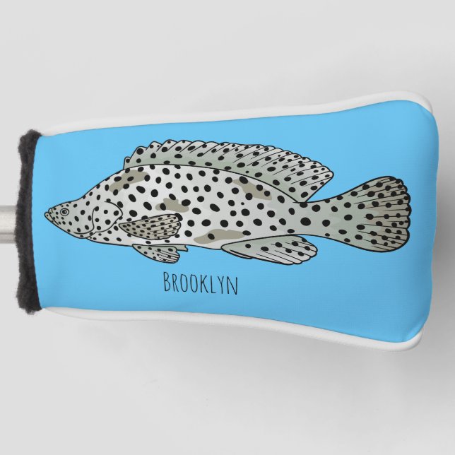 Humpback grouper fish cartoon illustration  golf head cover (Front)