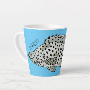 Humpback grouper fish cartoon illustration latte mug