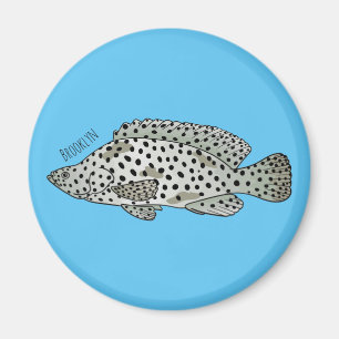 Humpback grouper fish cartoon illustration  magnet
