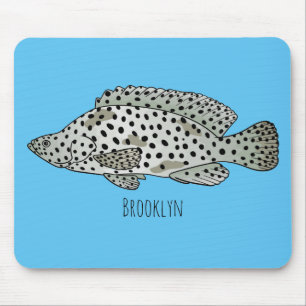 Humpback grouper fish cartoon illustration mouse pad