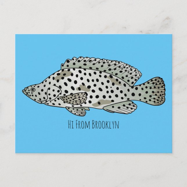 Humpback grouper fish cartoon illustration  postcard (Front)