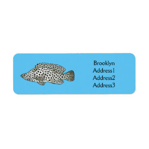 Humpback grouper fish cartoon illustration  return address label