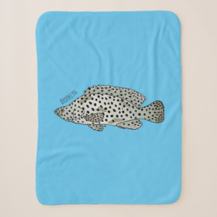 Humpback grouper fish cartoon illustration sherpa blanket