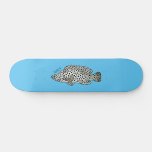 Humpback grouper fish cartoon illustration skateboard