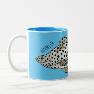 Humpback grouper fish cartoon illustration Two-Tone coffee mug