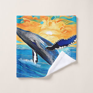 Humpback Sunset Leap Art Bath Towel Set