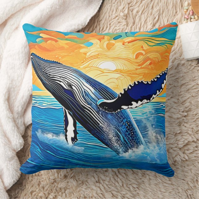 Humpback Sunset Leap Art Cushion (Blanket)