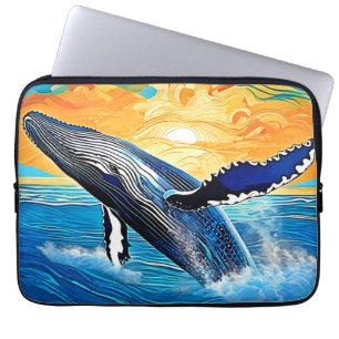 Humpback Sunset Leap Art Laptop Sleeve