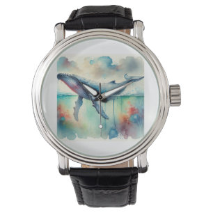 Humpback whale 220824AREF108 - Watercolor Watch
